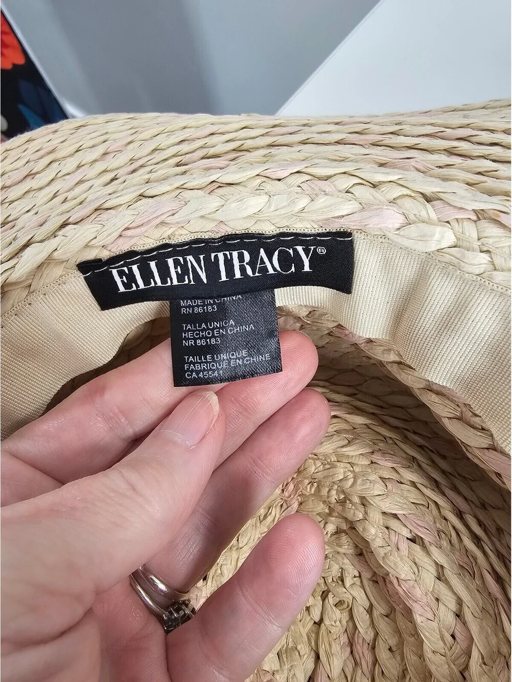 Ellen Tracy Wide Brim Straw Sun Hat